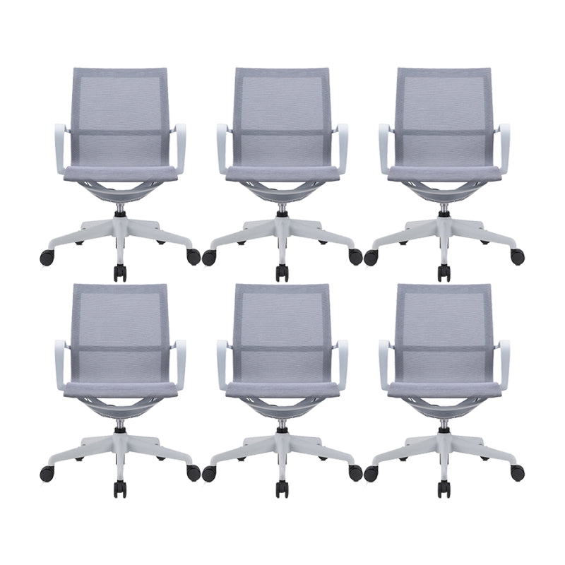 Modern Fixed Arm Conference Chair Office Ergonomic Mesh Task Chair Grey 6 Piece Set Clearhalo 'furn' 'furn_office_chair' 'Furniture' 'Office Chairs' 'Office Furniture' 'office_chair' 6388380
