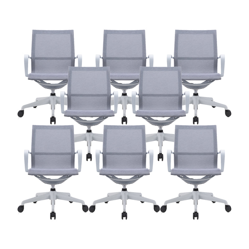Modern Fixed Arm Conference Chair Office Ergonomic Mesh Task Chair Grey 8 Piece Set Clearhalo 'furn' 'furn_office_chair' 'Furniture' 'Office Chairs' 'Office Furniture' 'office_chair' 6388382