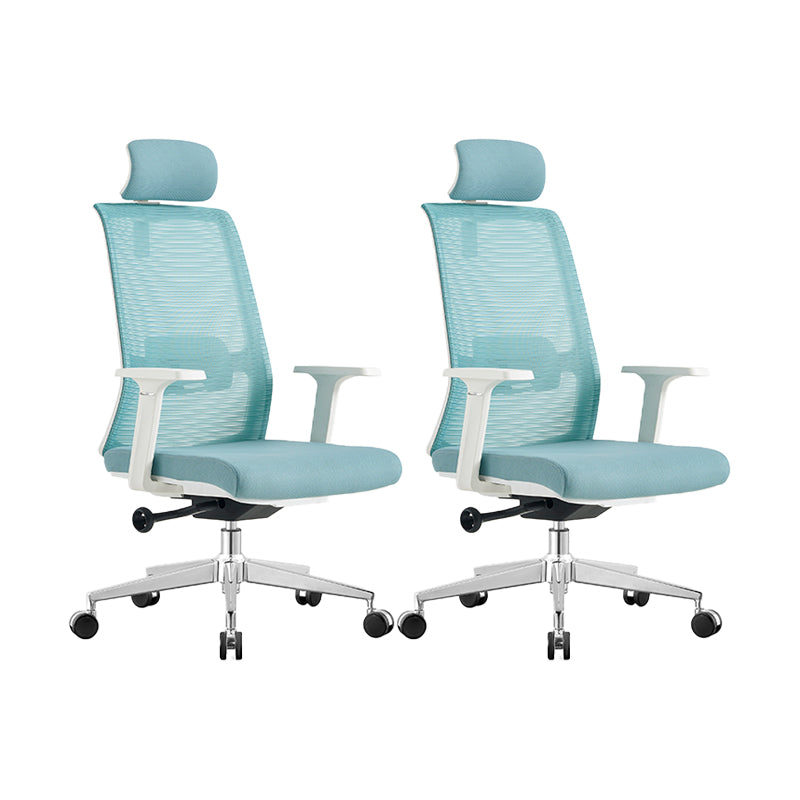 Contemporary Breathable AirGrid Swivel Chair Microfiber Desk Chair Blue 2 Piece Set With Headrest Clearhalo 'furn' 'furn_office_chair' 'Furniture' 'Office Chairs' 'Office Furniture' 'office_chair' 6388445