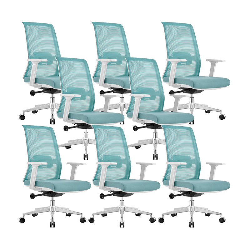 Contemporary Breathable AirGrid Swivel Chair Microfiber Desk Chair Blue 8 Piece Set Without Headrest Clearhalo 'furn' 'furn_office_chair' 'Furniture' 'Office Chairs' 'Office Furniture' 'office_chair' 6388461