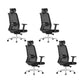 Contemporary Breathable AirGrid Swivel Chair Microfiber Desk Chair Black 4 Piece Set With Headrest Clearhalo 'furn' 'furn_office_chair' 'Furniture' 'Office Chairs' 'Office Furniture' 'office_chair' 6388469