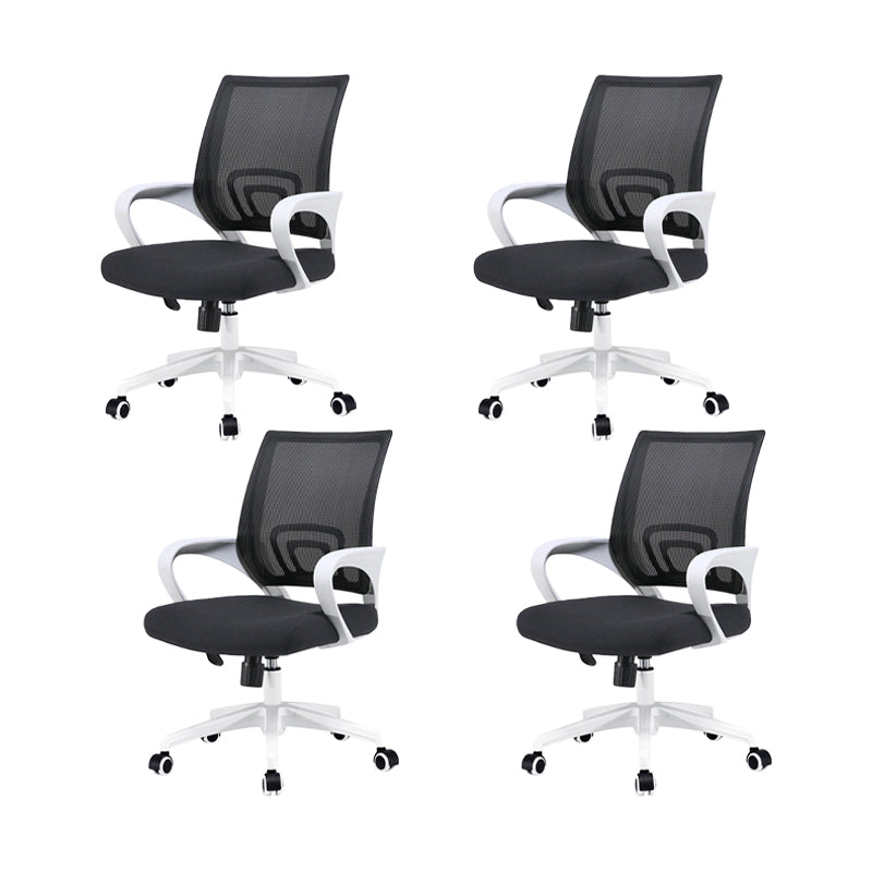 Silla de oficina giratoria contemporánea, escritorio de microfibra, silla con respaldo medio