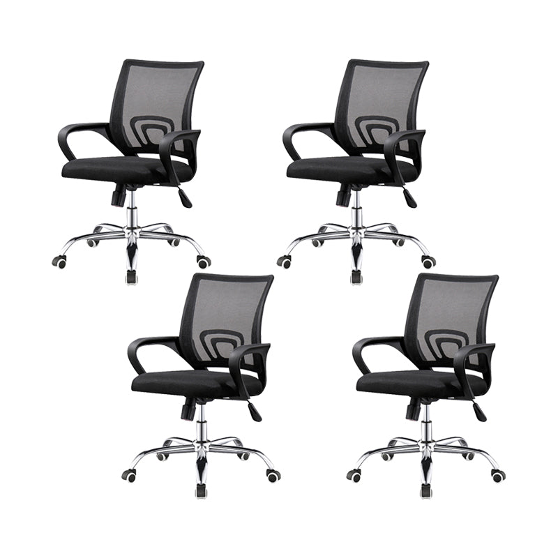 Silla de oficina giratoria contemporánea, escritorio de microfibra, silla con respaldo medio