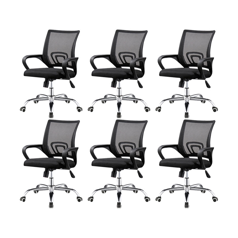 Silla de oficina giratoria contemporánea, escritorio de microfibra, silla con respaldo medio