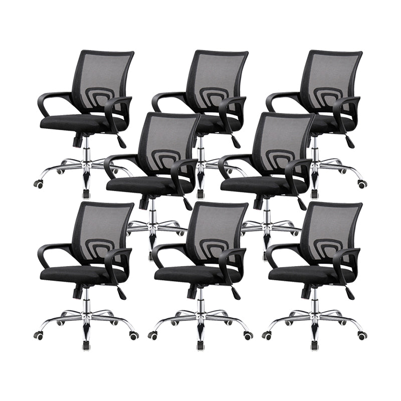 Silla de oficina giratoria contemporánea, escritorio de microfibra, silla con respaldo medio