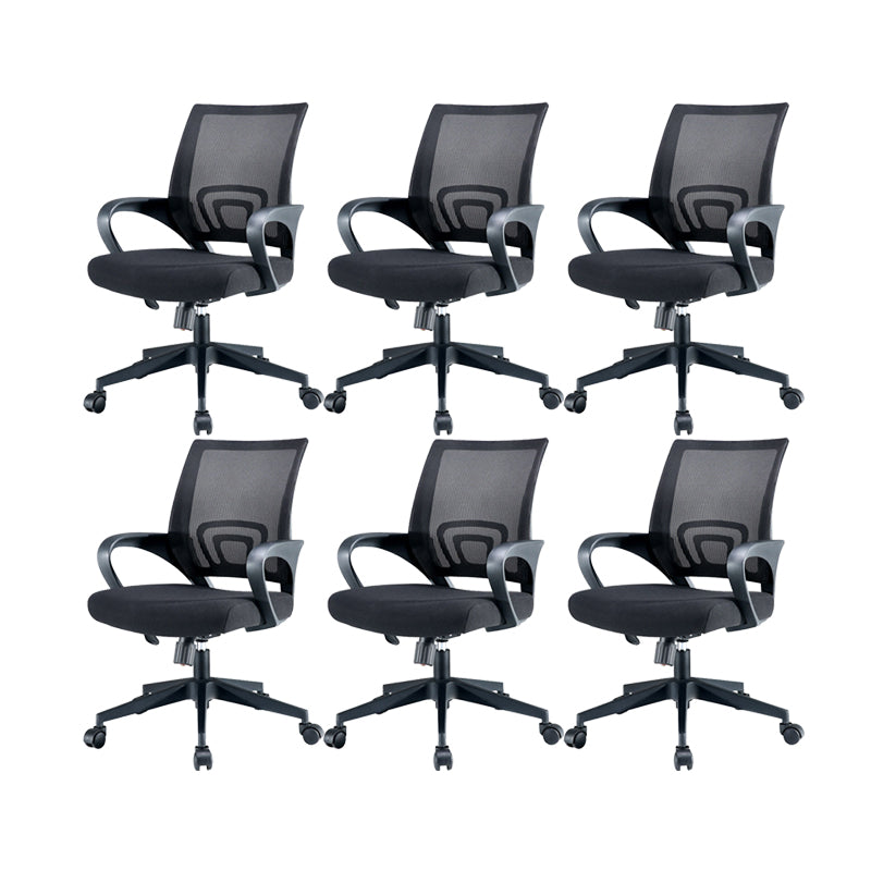 Silla de oficina giratoria contemporánea, escritorio de microfibra, silla con respaldo medio