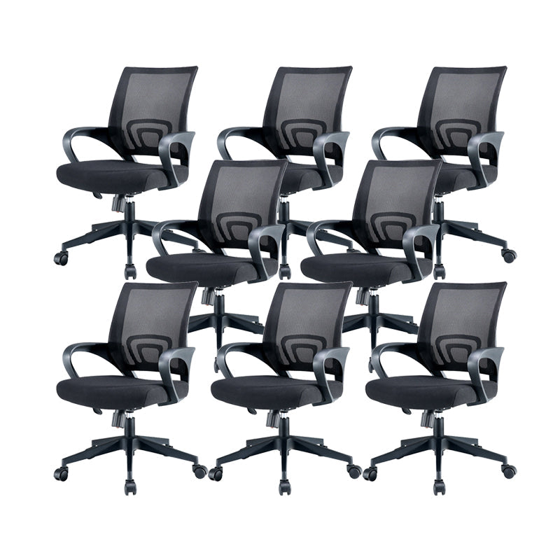 Silla de oficina giratoria contemporánea, escritorio de microfibra, silla con respaldo medio