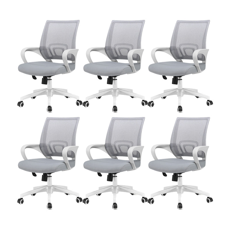 Silla de oficina giratoria contemporánea, escritorio de microfibra, silla con respaldo medio