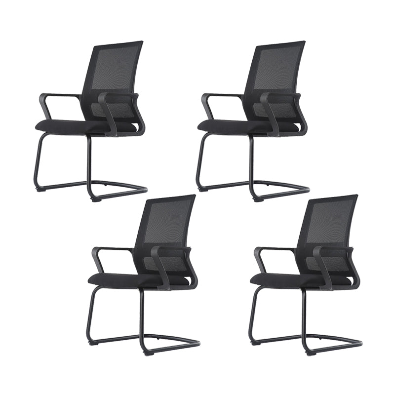 Modern Breathable AirGrid Arm Chair Microfiber Desk Mid Back Chair Black 4 Piece Set Clearhalo 'furn' 'furn_office_chair' 'Furniture' 'Office Chairs' 'Office Furniture' 'office_chair' 6388507