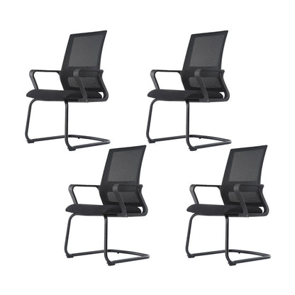 Modern Breathable AirGrid Arm Chair Microfiber Desk Mid Back Chair Black 4 Piece Set Clearhalo 'furn' 'furn_office_chair' 'Furniture' 'Office Chairs' 'Office Furniture' 'office_chair' 6388507