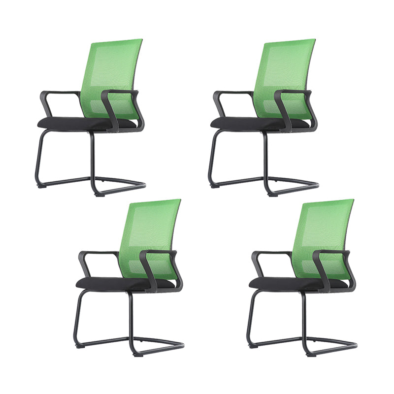 Modern Breathable AirGrid Arm Chair Microfiber Desk Mid Back Chair Green 4 Piece Set Clearhalo 'furn' 'furn_office_chair' 'Furniture' 'Office Chairs' 'Office Furniture' 'office_chair' 6388516