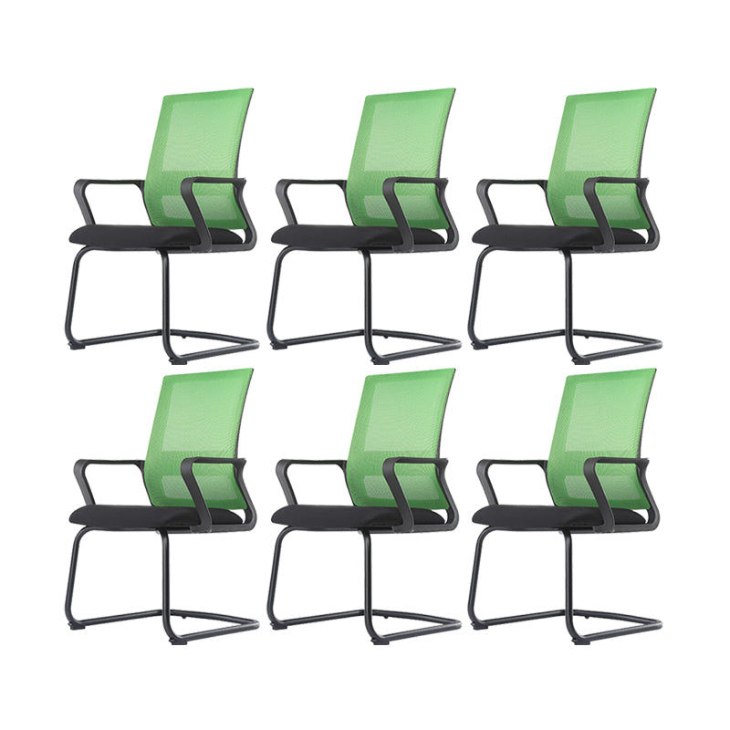 Modern Breathable AirGrid Arm Chair Microfiber Desk Mid Back Chair Green 6 Piece Set Clearhalo 'furn' 'furn_office_chair' 'Furniture' 'Office Chairs' 'Office Furniture' 'office_chair' 6388519