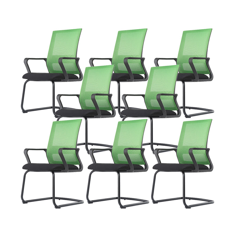 Modern Breathable AirGrid Arm Chair Microfiber Desk Mid Back Chair Green 8 Piece Set Clearhalo 'furn' 'furn_office_chair' 'Furniture' 'Office Chairs' 'Office Furniture' 'office_chair' 6388520