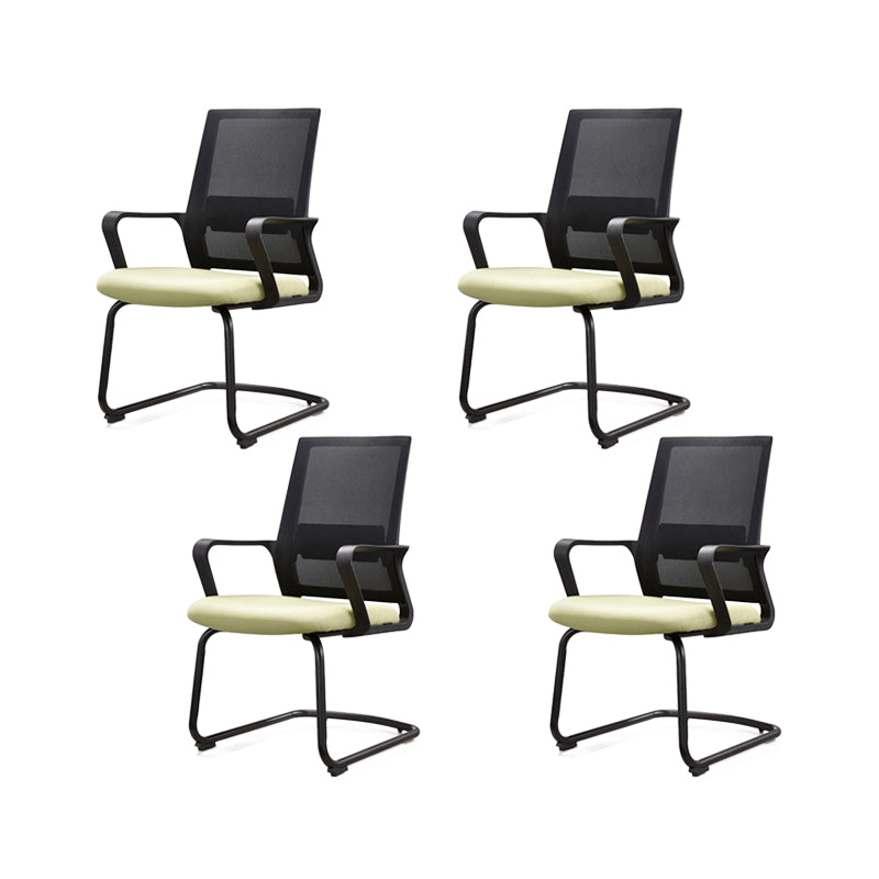 Modern Breathable AirGrid Arm Chair Microfiber Desk Mid Back Chair Light Yellow 4 Piece Set Clearhalo 'furn' 'furn_office_chair' 'Furniture' 'Office Chairs' 'Office Furniture' 'office_chair' 6388524