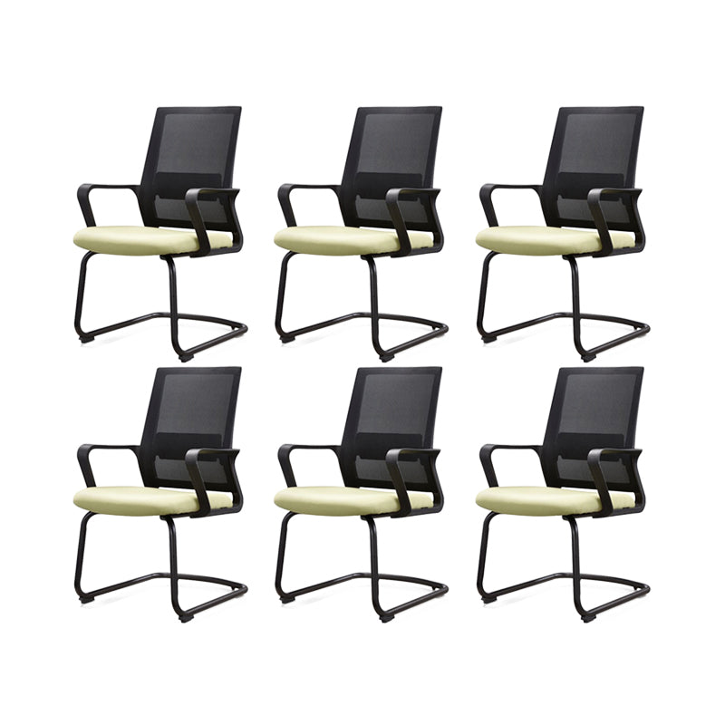 Modern Breathable AirGrid Arm Chair Microfiber Desk Mid Back Chair Light Yellow 6 Piece Set Clearhalo 'furn' 'furn_office_chair' 'Furniture' 'Office Chairs' 'Office Furniture' 'office_chair' 6388525