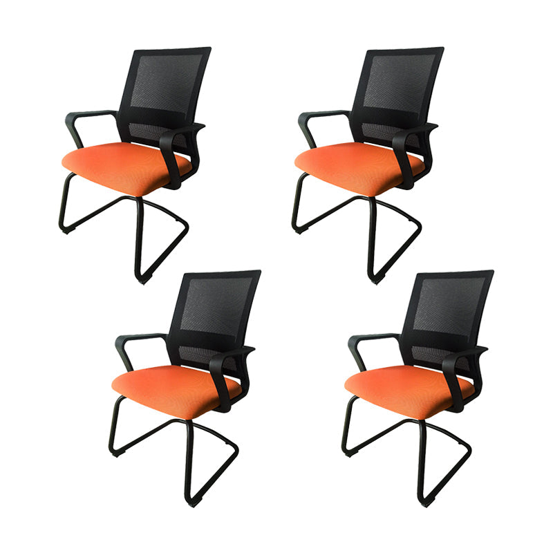 Modern Breathable AirGrid Arm Chair Microfiber Desk Mid Back Chair Orange 4 Piece Set Clearhalo 'furn' 'furn_office_chair' 'Furniture' 'Office Chairs' 'Office Furniture' 'office_chair' 6388527
