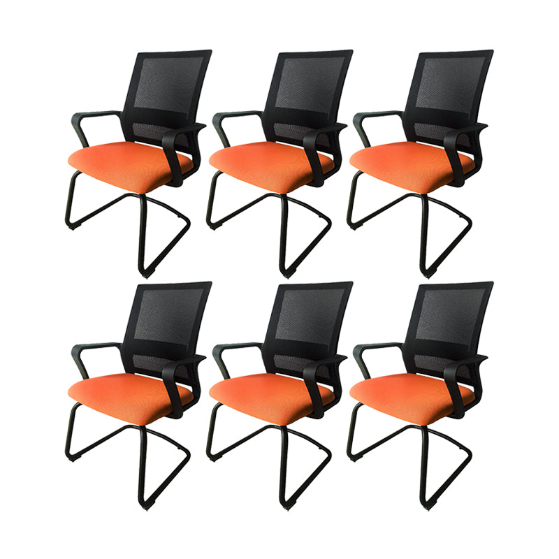 Modern Breathable AirGrid Arm Chair Microfiber Desk Mid Back Chair Orange 6 Piece Set Clearhalo 'furn' 'furn_office_chair' 'Furniture' 'Office Chairs' 'Office Furniture' 'office_chair' 6388528