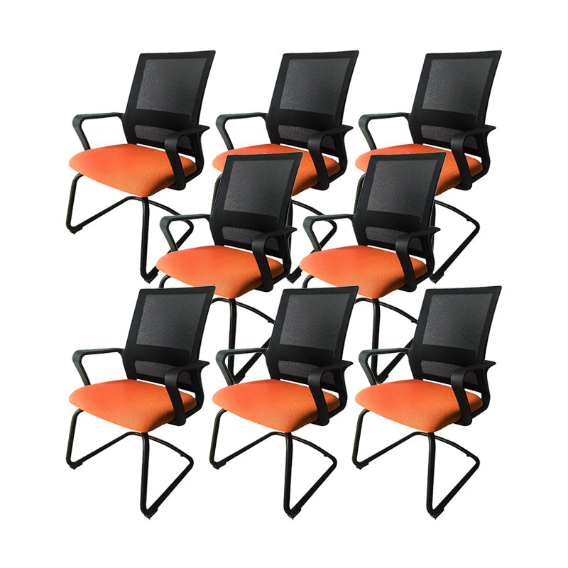Modern Breathable AirGrid Arm Chair Microfiber Desk Mid Back Chair Orange 8 Piece Set Clearhalo 'furn' 'furn_office_chair' 'Furniture' 'Office Chairs' 'Office Furniture' 'office_chair' 6388529