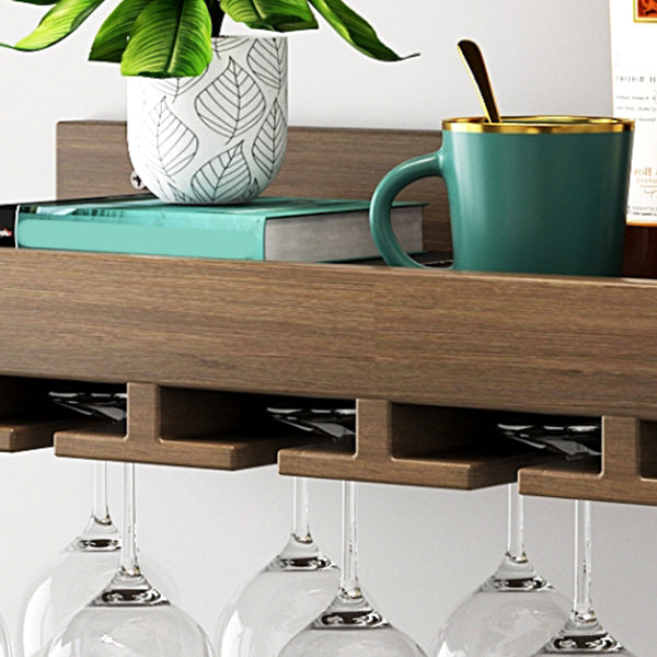Kit di portabottiglie in legno massiccio industriale a parete per vetro a parete porta rastrelliera