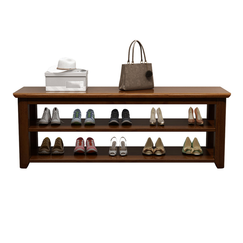 13.65-inch Width Modern Entryway Bench Solid Wood Seating Bench with Storage Nut-Brown Clearhalo 'Benches' 'Chairs & Seating' 'furn' 'furn_benches' 'Furniture' 'Living Room Furniture' 6388680