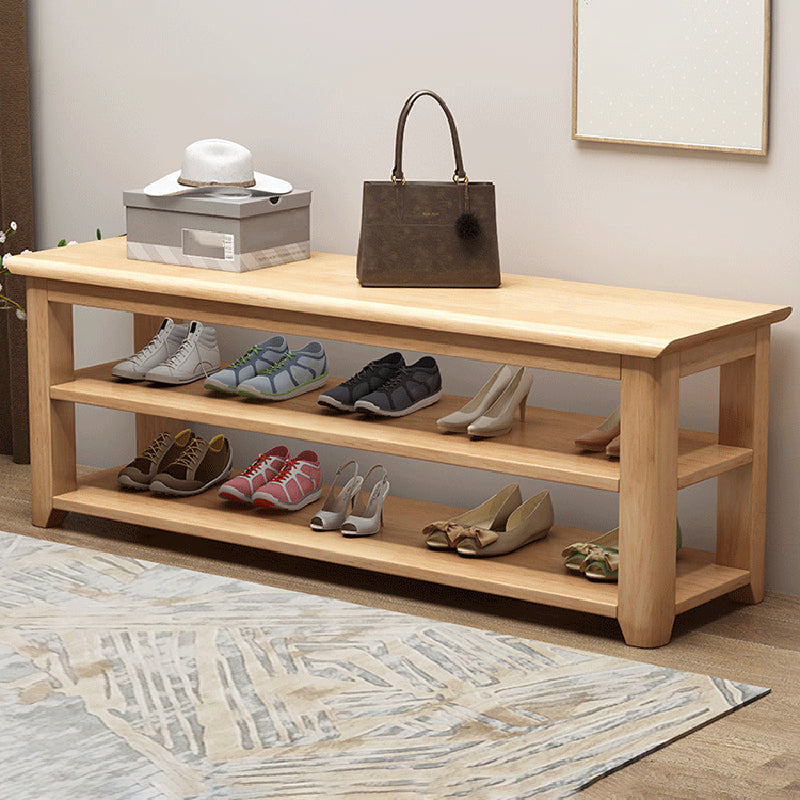 13.65-inch Width Modern Entryway Bench Solid Wood Seating Bench with Storage 39.4"L x 13.8"W x 17.3"H Natural Clearhalo 'Benches' 'Chairs & Seating' 'furn' 'furn_benches' 'Furniture' 'Living Room Furniture' 6388681