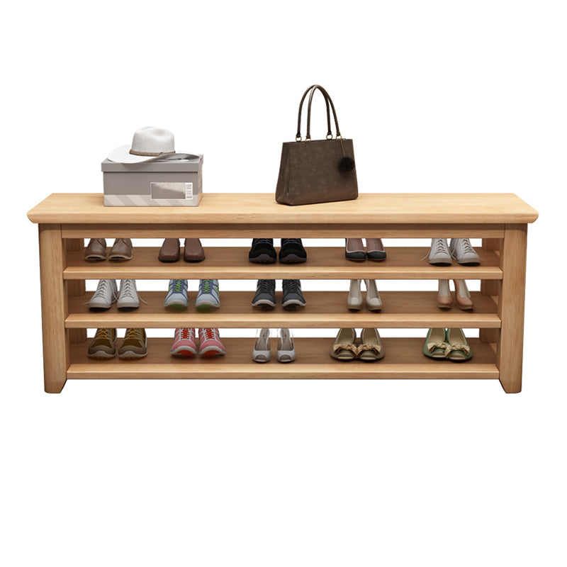 13.65-inch Width Modern Entryway Bench Solid Wood Seating Bench with Storage Natural Clearhalo 'Benches' 'Chairs & Seating' 'furn' 'furn_benches' 'Furniture' 'Living Room Furniture' 6388682