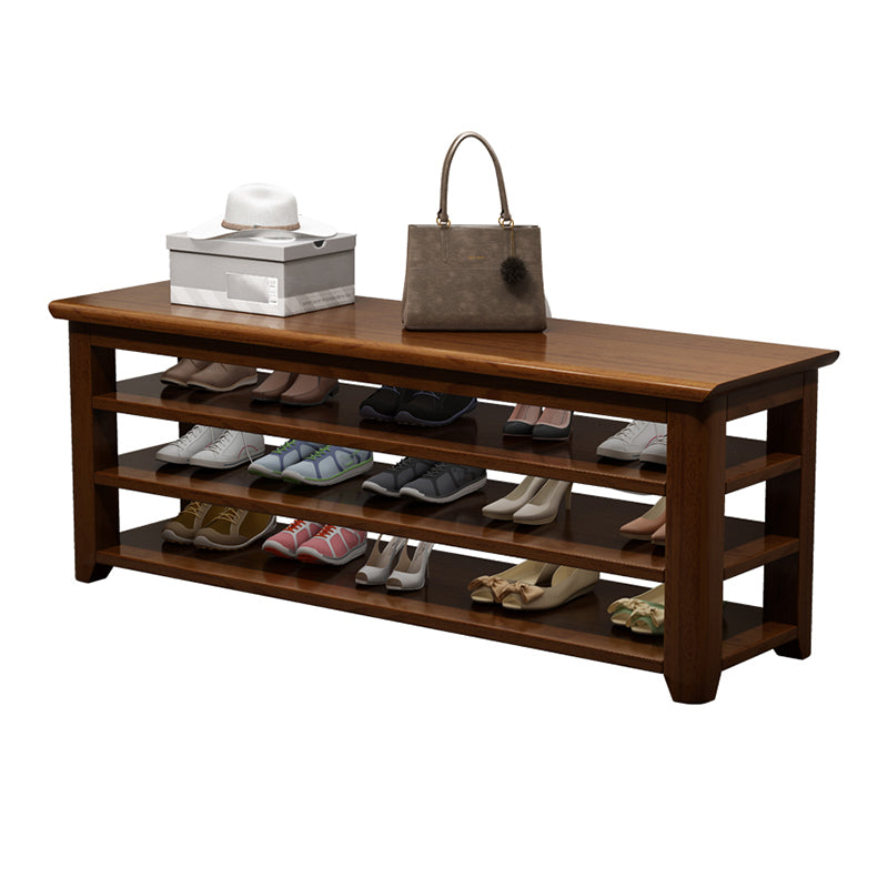 13.65-inch Width Modern Entryway Bench Solid Wood Seating Bench with Storage Nut-Brown Clearhalo 'Benches' 'Chairs & Seating' 'furn' 'furn_benches' 'Furniture' 'Living Room Furniture' 6388685