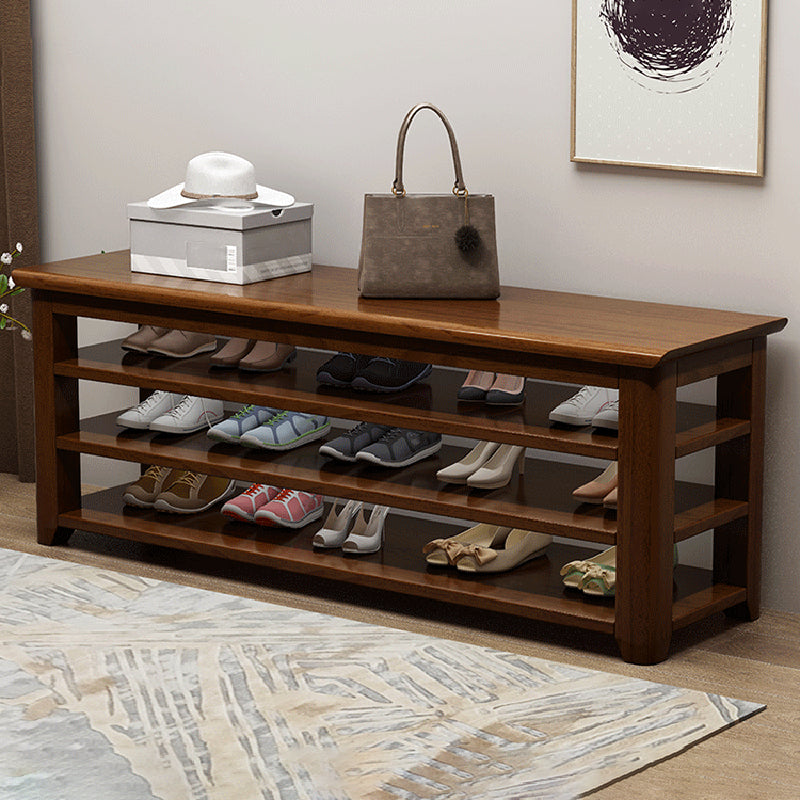 13.65-inch Width Modern Entryway Bench Solid Wood Seating Bench with Storage 47.2"L x 13.8"W x 21.3"H Nut-Brown Clearhalo 'Benches' 'Chairs & Seating' 'furn' 'furn_benches' 'Furniture' 'Living Room Furniture' 6388686