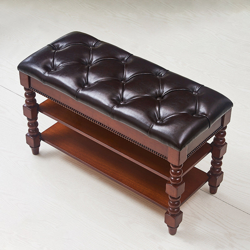 18.9" Wide Traditional Bench Cushioned Entryway and Bedroom Bench Dark Brown Clearhalo 'Benches' 'Chairs & Seating' 'furn' 'furn_benches' 'Furniture' 'Living Room Furniture' 6388700