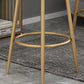 Metal Pub Set 1/3/4 Pcs Rectangle Bar Table with Stone Top and Upholstered Bar Stools Clearhalo 'Bar Furniture' 'furn' 'furn_home_bar_bar_sets' 'Furniture' 'Home Bars & Bar Sets' 'home_bar_bar_sets' 'Kitchen & Dining Furniture' 6389020