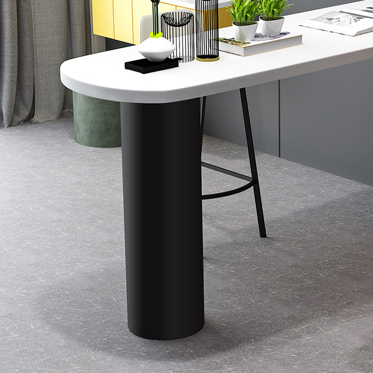 Juego de mesa de bar blanca contemporánea, mesa de bar con tapa de piedra de 1/3/5 piezas y taburetes de cuero