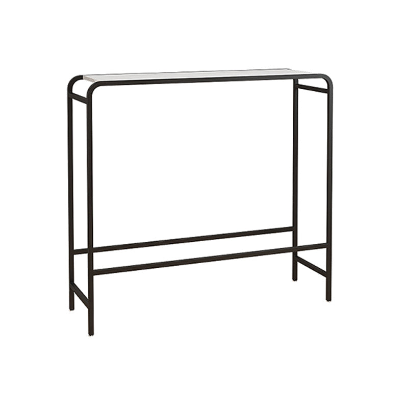 Industrial Pub Dining Set 1/3 Pieces Rectangular Table and Stool White Black 70.9"L x 15.7"W Clearhalo 'Bar Furniture' 'furn' 'furn_home_bar_bar_sets' 'Furniture' 'Home Bars & Bar Sets' 'home_bar_bar_sets' 'Kitchen & Dining Furniture' 6389269