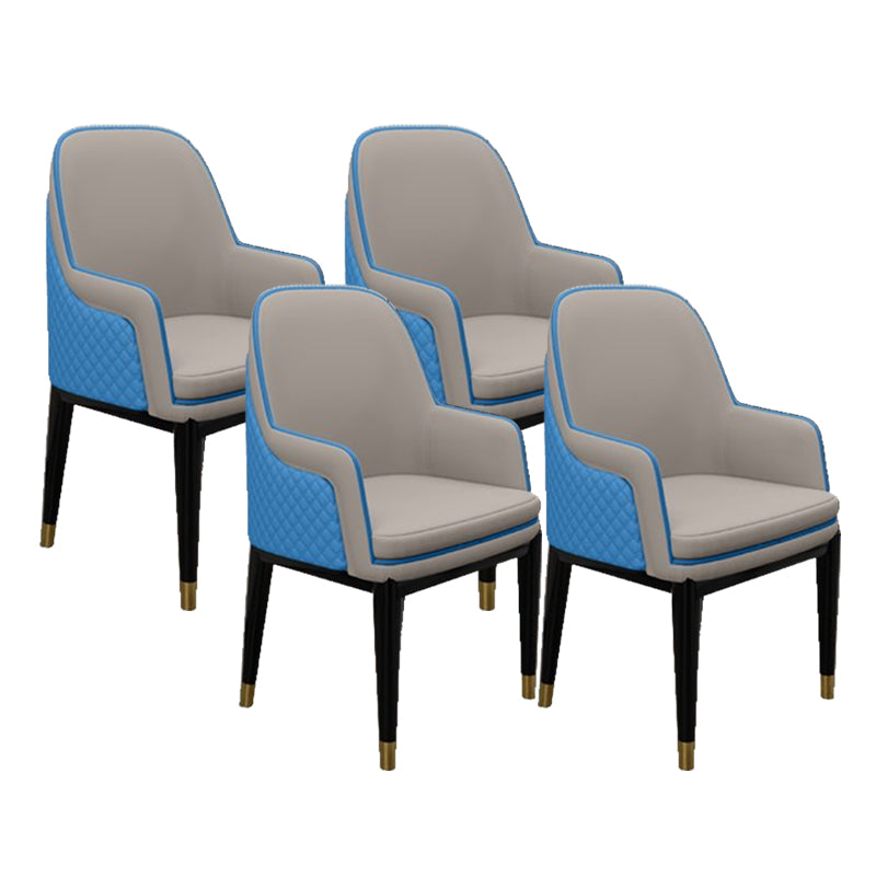 Glam Style Parsons Arm Chair Leather Dining Chair for Living Room