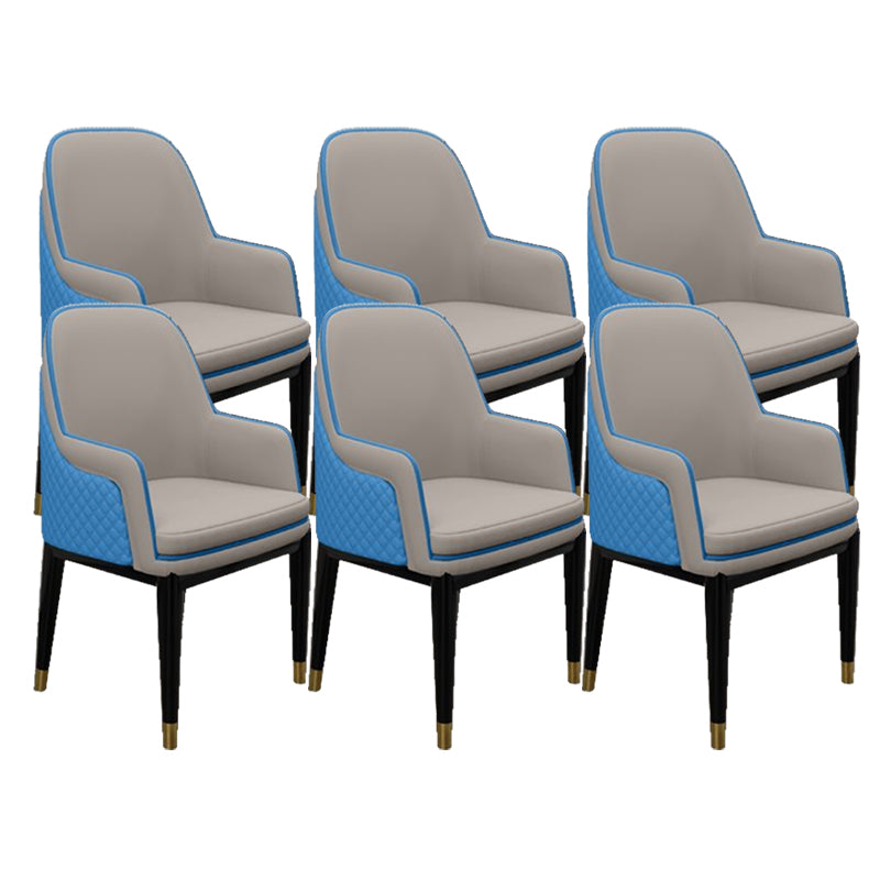 Glam Style Parsons Arm Chair Leather Dining Chair for Living Room