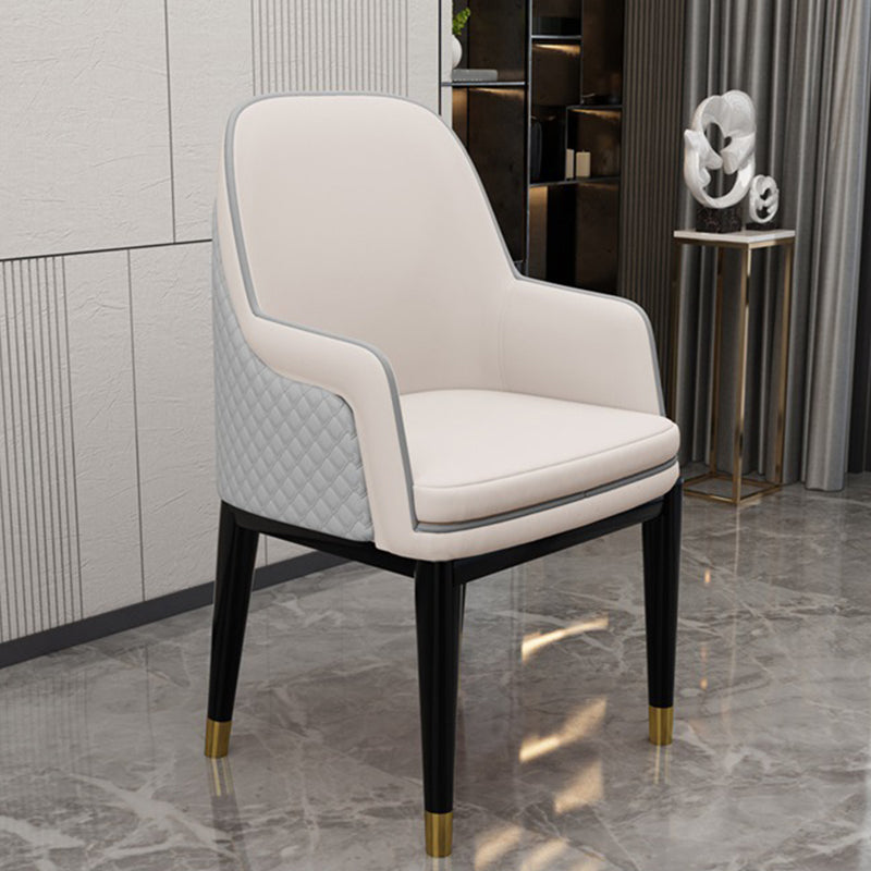 Glam Style Parsons Arm Chair Leather Dining Chair for Living Room