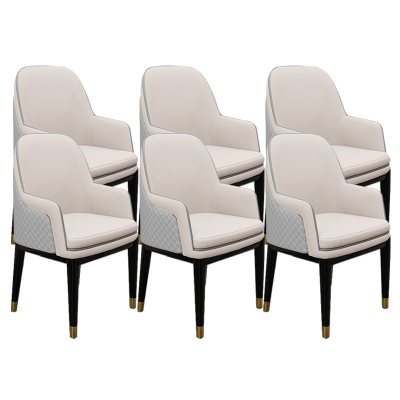 Glam Style Parsons Arm Chair Leather Dining Chair for Living Room