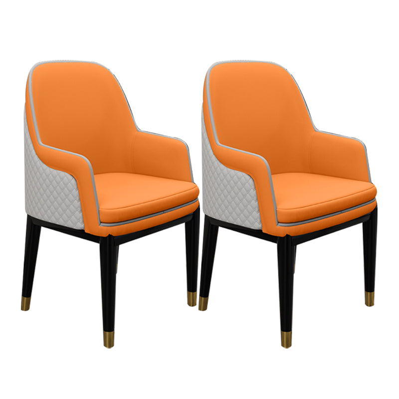 Glam Style Parsons Arm Chair Leather Dining Chair for Living Room