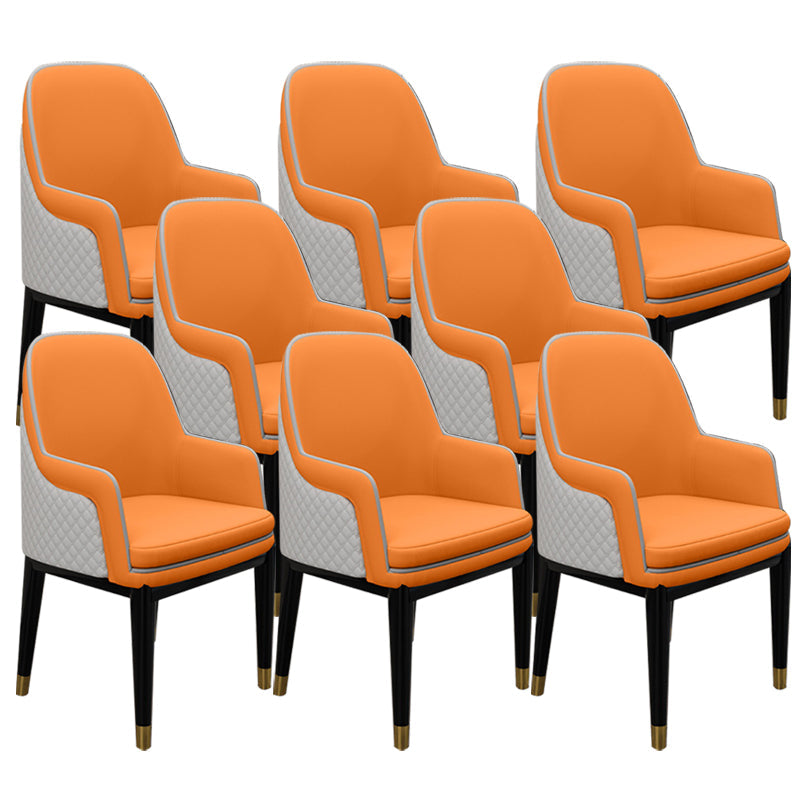 Glam Style Parsons Arm Chair Leather Dining Chair for Living Room