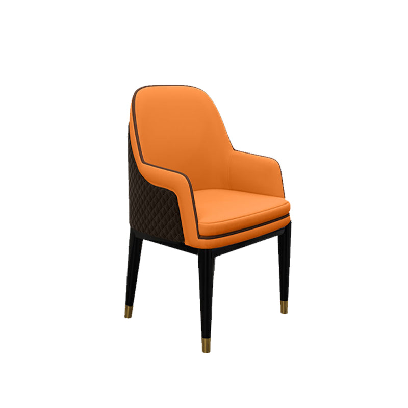 Glam Style Parsons Arm Chair Leather Dining Chair for Living Room