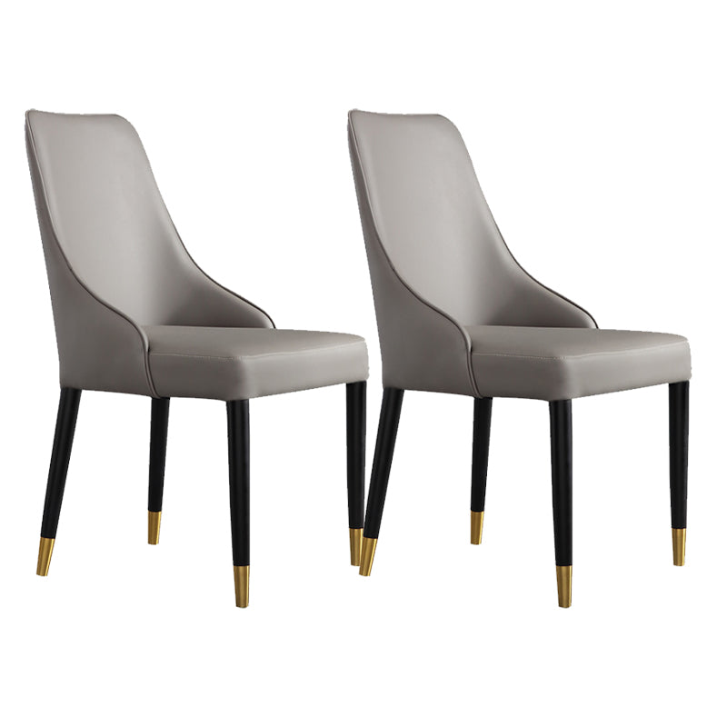 Glam Style Parsons Side Chair Leather Dining Chair for Dining Room Grey 2 Piece Set Clearhalo 'Dining Chairs' 'Dining Tables & Seating' 'dining_chair' 'furn' 'furn_dining_chair' 'Furniture' 'Kitchen & Dining Furniture' 6389676