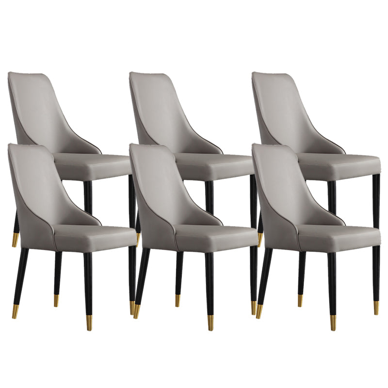 Glam Style Parsons Side Chair Leather Dining Chair for Dining Room Grey 6 Piece Set Clearhalo 'Dining Chairs' 'Dining Tables & Seating' 'dining_chair' 'furn' 'furn_dining_chair' 'Furniture' 'Kitchen & Dining Furniture' 6389679
