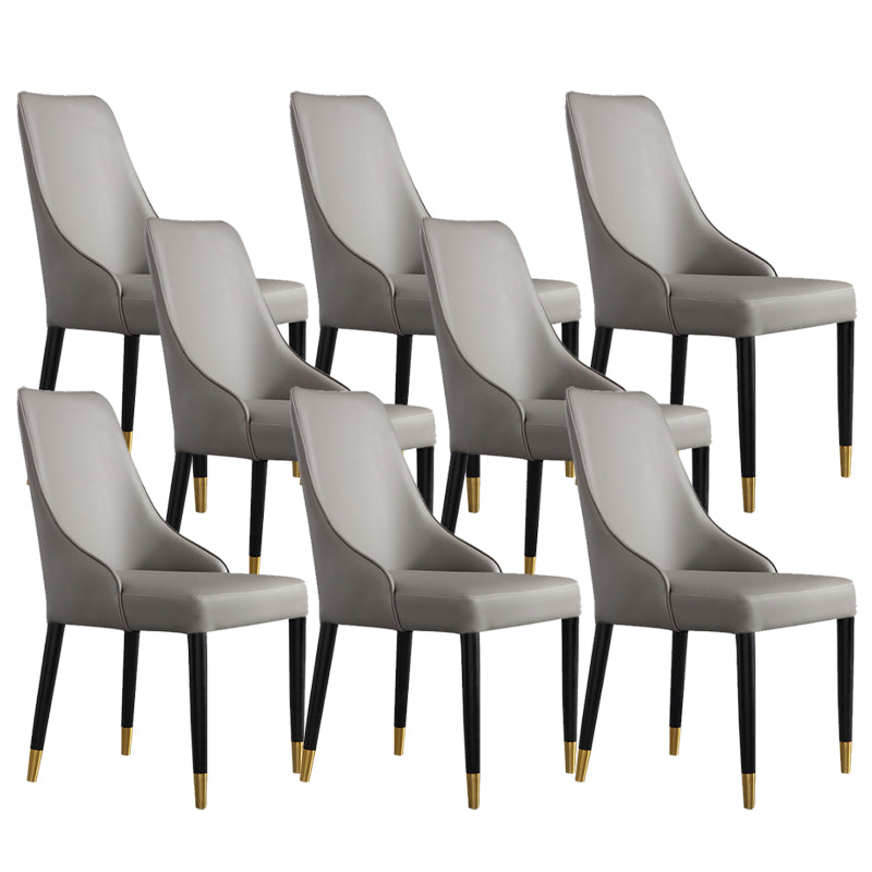 Glam Style Parsons Side Chair Leather Dining Chair for Dining Room Grey 8 Piece Set Clearhalo 'Dining Chairs' 'Dining Tables & Seating' 'dining_chair' 'furn' 'furn_dining_chair' 'Furniture' 'Kitchen & Dining Furniture' 6389681