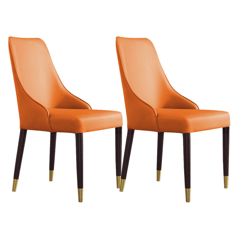 Glam Style Parsons Side Chair Leather Dining Chair for Dining Room Orange 2 Piece Set Clearhalo 'Dining Chairs' 'Dining Tables & Seating' 'dining_chair' 'furn' 'furn_dining_chair' 'Furniture' 'Kitchen & Dining Furniture' 6389683