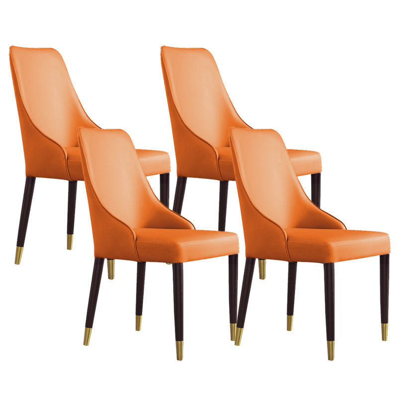 Glam Style Parsons Side Chair Leather Dining Chair for Dining Room Orange 4 Piece Set Clearhalo 'Dining Chairs' 'Dining Tables & Seating' 'dining_chair' 'furn' 'furn_dining_chair' 'Furniture' 'Kitchen & Dining Furniture' 6389685