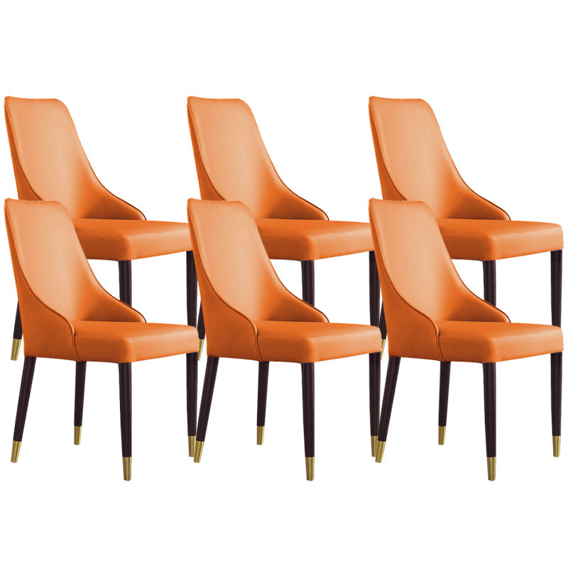 Glam Style Parsons Side Chair Leather Dining Chair for Dining Room Orange 6 Piece Set Clearhalo 'Dining Chairs' 'Dining Tables & Seating' 'dining_chair' 'furn' 'furn_dining_chair' 'Furniture' 'Kitchen & Dining Furniture' 6389687