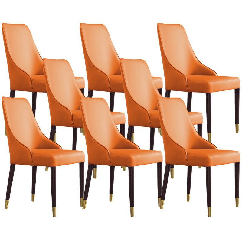 Glam Style Parsons Side Chair Leather Dining Chair for Dining Room Orange 8 Piece Set Clearhalo 'Dining Chairs' 'Dining Tables & Seating' 'dining_chair' 'furn' 'furn_dining_chair' 'Furniture' 'Kitchen & Dining Furniture' 6389689