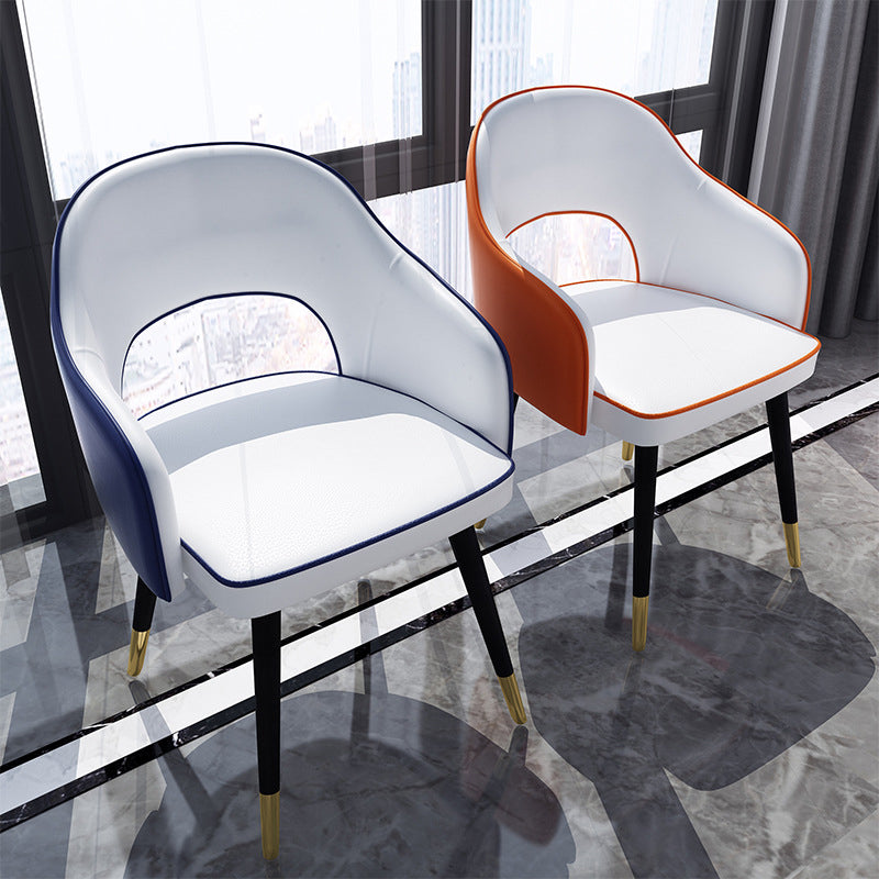Glam Style Side Chair Open Back Leather Indoor Dining Chair for Home Clearhalo 'Dining Chairs' 'Dining Tables & Seating' 'dining_chair' 'furn' 'furn_dining_chair' 'Furniture' 'Kitchen & Dining Furniture' 6389697
