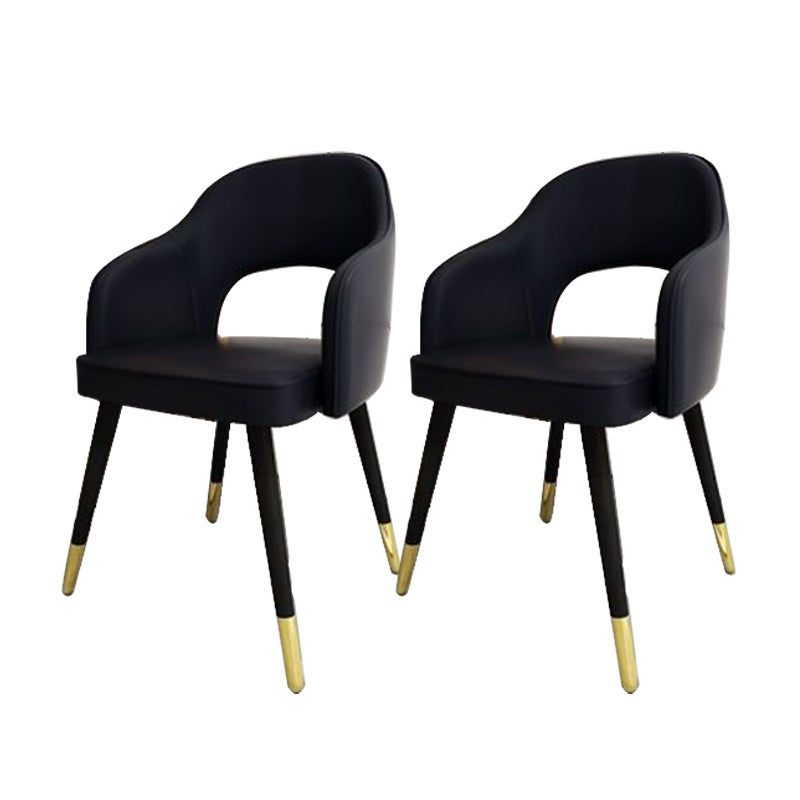 Glam Style Side Chair Open Back Leather Indoor Dining Chair for Home Black 2 Piece Set Clearhalo 'Dining Chairs' 'Dining Tables & Seating' 'dining_chair' 'furn' 'furn_dining_chair' 'Furniture' 'Kitchen & Dining Furniture' 6389698