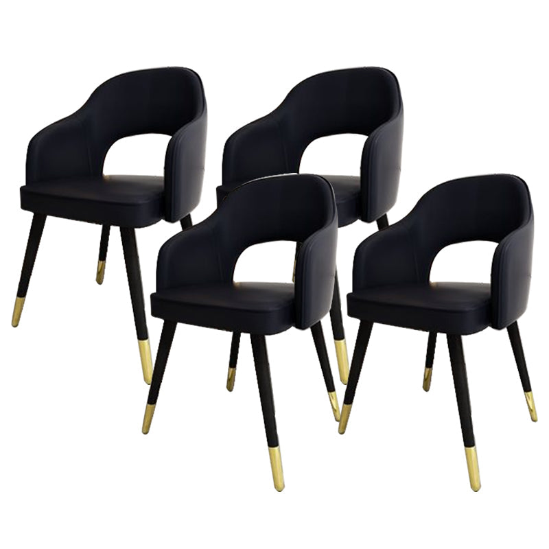 Glam Style Side Chair Open Back Leather Indoor Dining Chair for Home Black 4 Piece Set Clearhalo 'Dining Chairs' 'Dining Tables & Seating' 'dining_chair' 'furn' 'furn_dining_chair' 'Furniture' 'Kitchen & Dining Furniture' 6389699