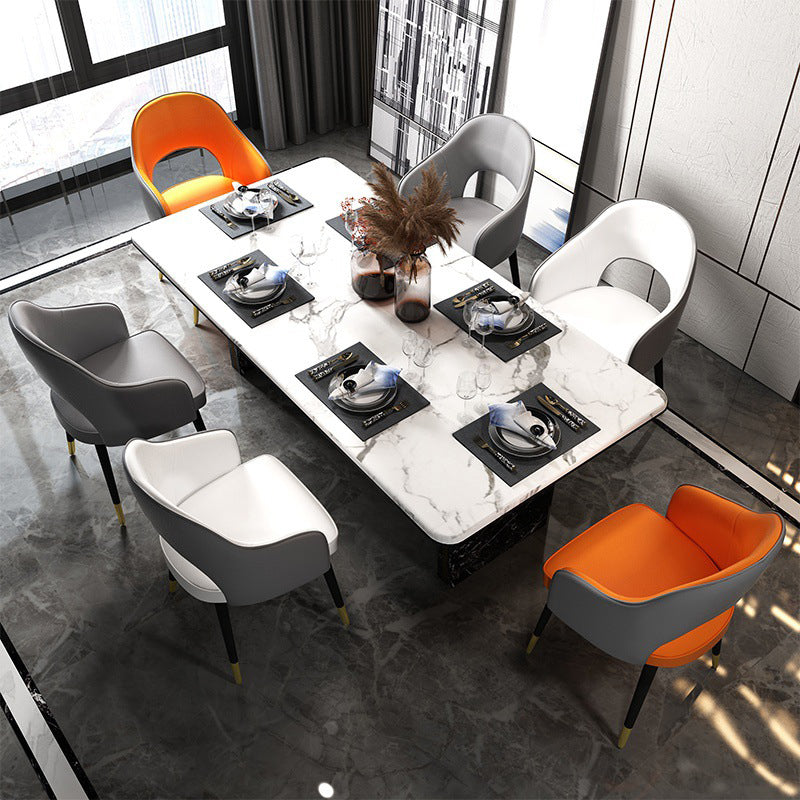 Glam Style Side Chair Open Back Leather Indoor Dining Chair for Home Clearhalo 'Dining Chairs' 'Dining Tables & Seating' 'dining_chair' 'furn' 'furn_dining_chair' 'Furniture' 'Kitchen & Dining Furniture' 6389700